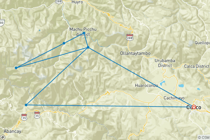 Map of Choquequirao to Machu Picchu