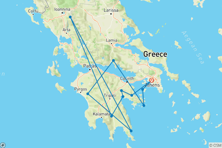 Carte du circuit Circuit de 6 jours dans l'ancien Péloponnèse, croisière à Delphes et dans les îles Saroniques
