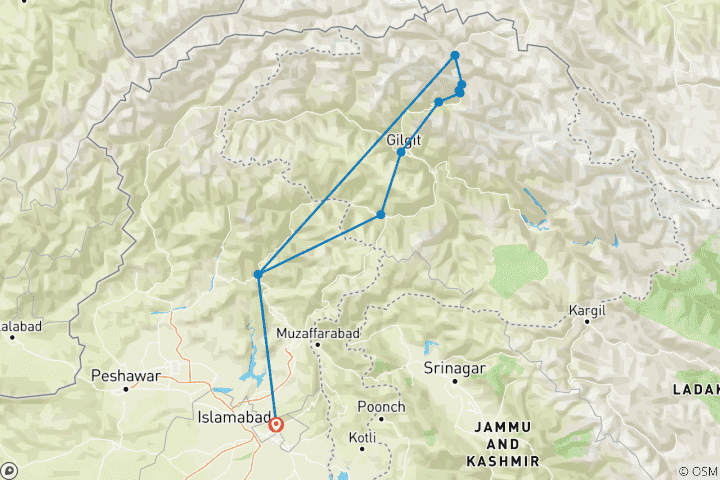 Mapa de Excursión de otoño a Hunza