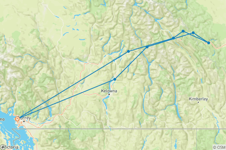 Kaart van Winter-verkenningsreis door de Rockies - 4 dagen