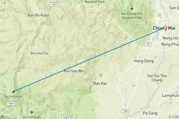 Carte du circuit Aventure en Tuk Tuk avec chauffeur à Chiang Mai - 5 jours