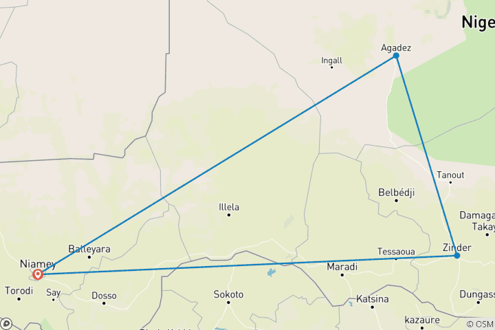 Map of A Journey Through Culture, Traditions, and Historic Sultanates in Niger 9 Days/8 Nights