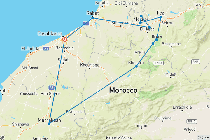 Mapa de Marruecos cultura y aventura