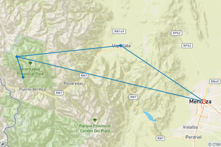 Carte du circuit Sommet de l'Aconcagua - 13 ou 16 jours