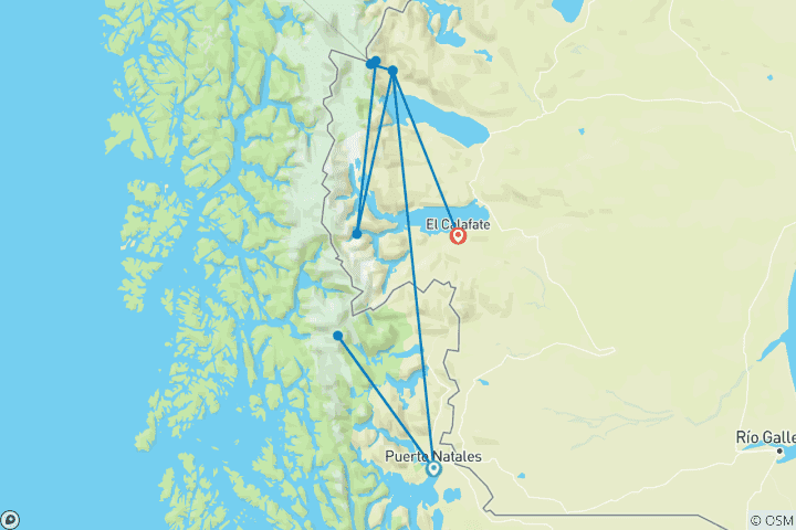 Carte du circuit Parc national Torres Del Paine et El Chaltén - 13 jours