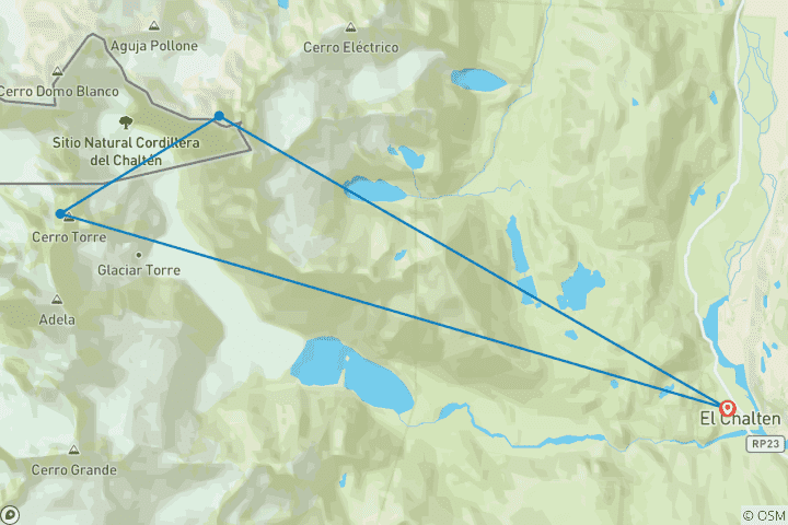 Carte du circuit Ultimate Trails - Patagonie : El Chalten - 6 jours