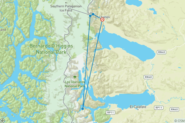 Map of Mountain Escape – Patagonia: El Chalten – 5 Days