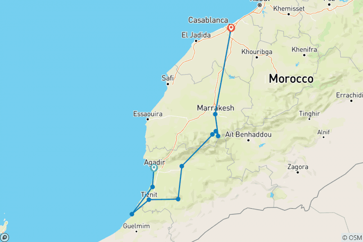 Carte du circuit Randonnée dans les montagnes de l'Atlas