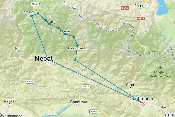 Map of Annapurna Circuit Trekking