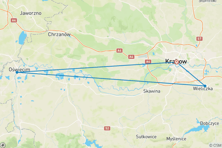 Carte du circuit Cracovie, Auschwitz et la mine de sel de Wieliczka - 4 jours