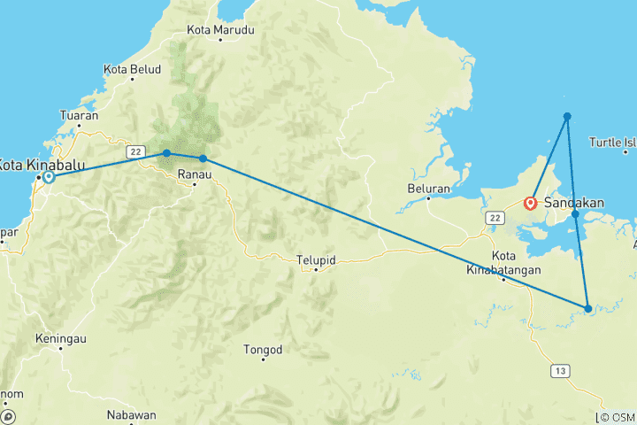 Carte du circuit Aventure au Sabah