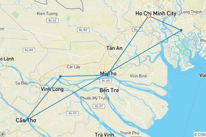 Map of Impressive Ho Chi Minh City 6 Days 5 Nights