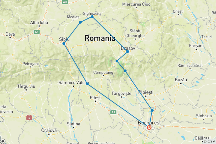 Carte du circuit Voyage de 5 jours en Roumanie