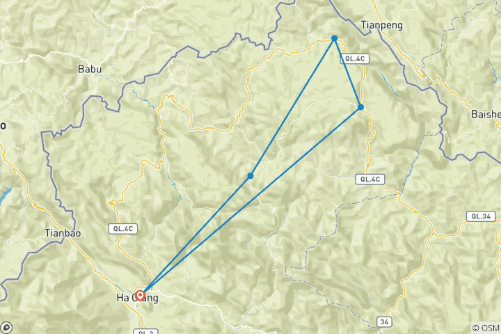 Carte du circuit Boucle de Ha Giang 3 jours 2 nuits