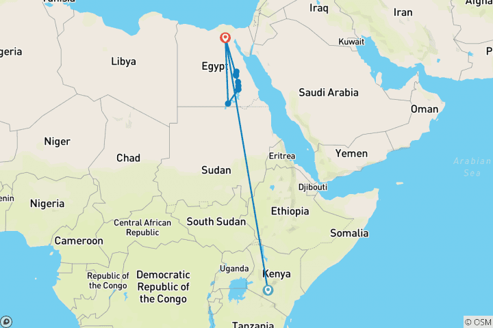 Carte du circuit Merveilles de l'Égypte 10 jours/9 nuits - Comfort Plus