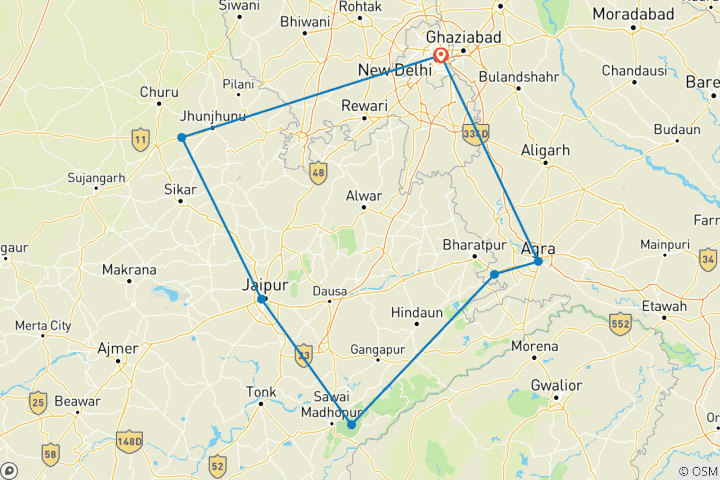 Carte du circuit Taj, Tiger, Fort et Mansion