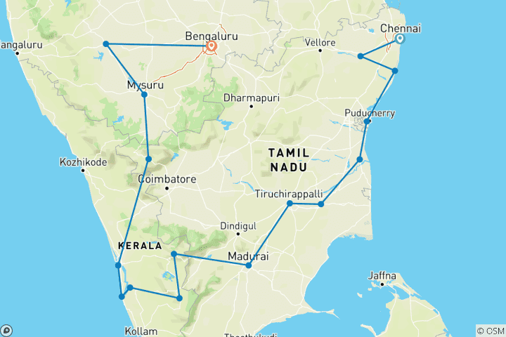 Map of Incredible South India