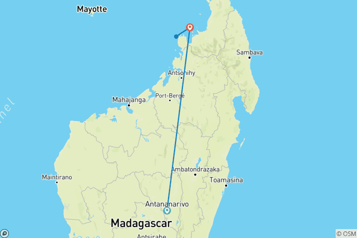 Map of Madagascar Nosy Be Experience for 6 Days/5 Nights