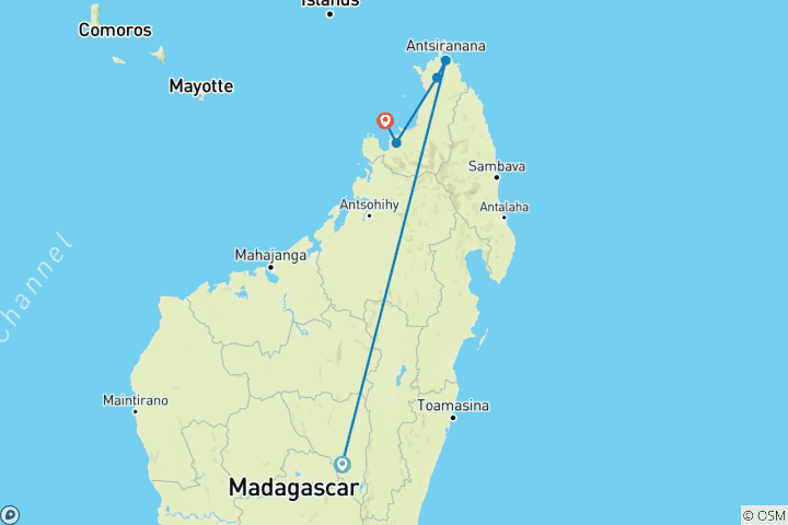 Map of North Madagascar Discovery 9Days /8Nights