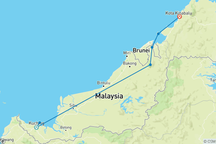 Map of Wild Sarawak (from Kuching to Kota Kinabalu)