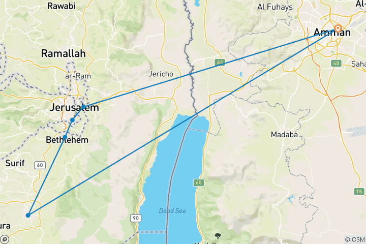 Carte du circuit *RAU* Circuit islamique de 03 jours à Jérusalem et en Terre Sainte (circuit islamique) (JR-JHT-010)