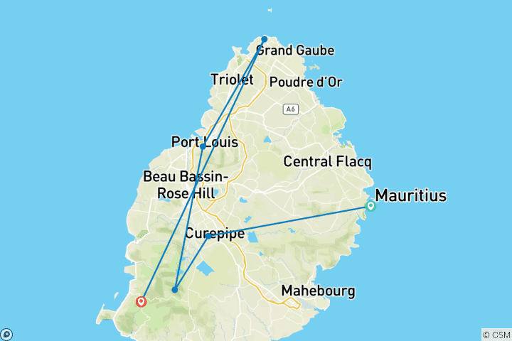 Map of Mauritius Experience 10 Days-9Nights ( Comfort Plus )