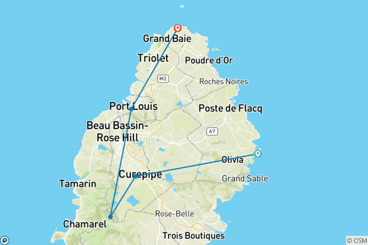 Map of Mauritius Experience 5Days 4 Nights