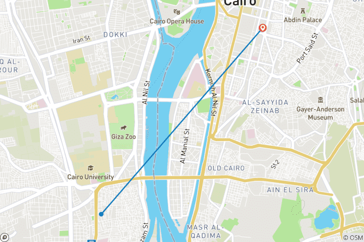 Map of 3 days 2 nights visiting Cairo highlights