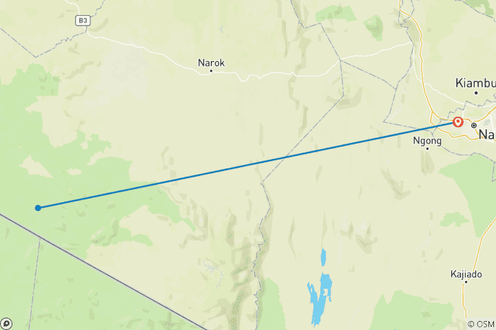 Mapa de 3 días / 2 noches Masai Mara por el Gran Valle del Rift - lujo