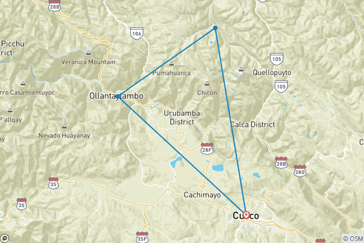 Map of Lares Valley Trek - 2 Days