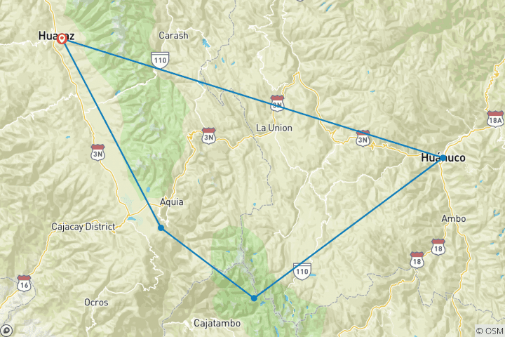 Carte du circuit Aventure Pérou - Trek Huayhuash - 8 jours