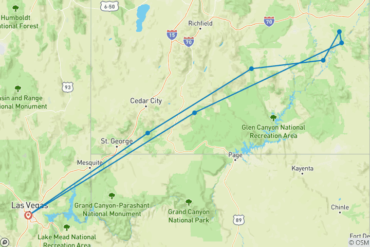 Map of Hiking Utah's Mighty 5