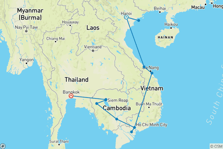 Map of Vietnam & Cambodia Adventure