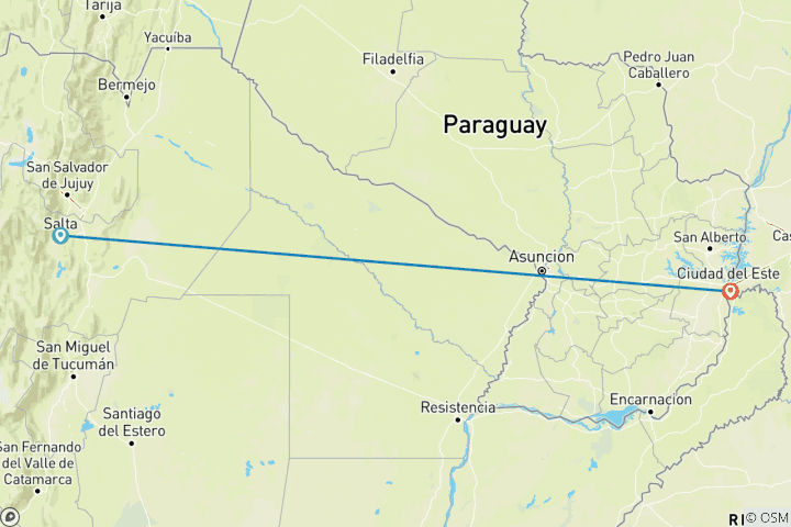 Karte von Argentinien: Salta & Iguazú oder umgekehrt - 6 Tage