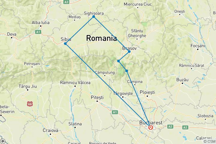 Map of 3 Days Dracula Tour in Transylvania