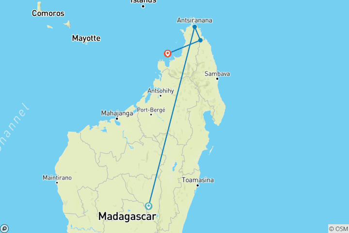 Mapa de El mejor destino de Madagascar : Nosy Be, el Mar Esmeralda y los Parques Nacionales del norte