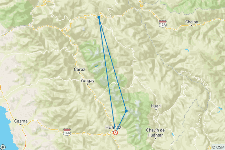 Map of Cordillera Blanca: Santa Cruz Trek
