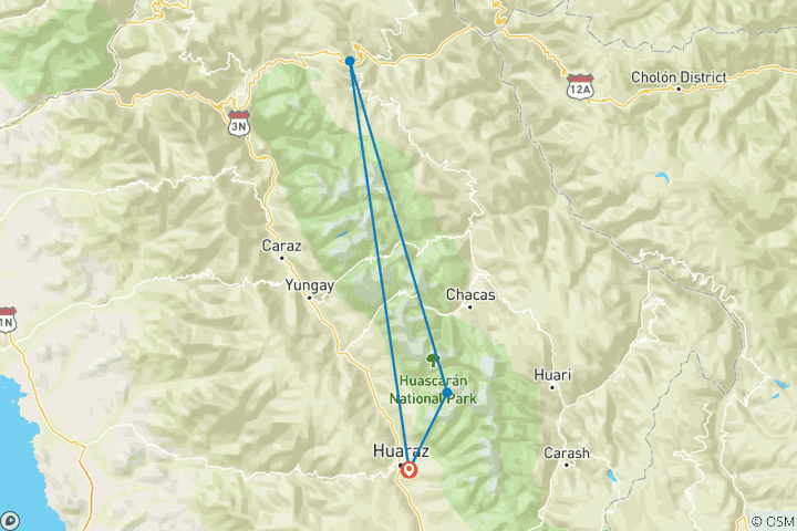 Map of Cordillera Blanca: Santa Cruz Trek