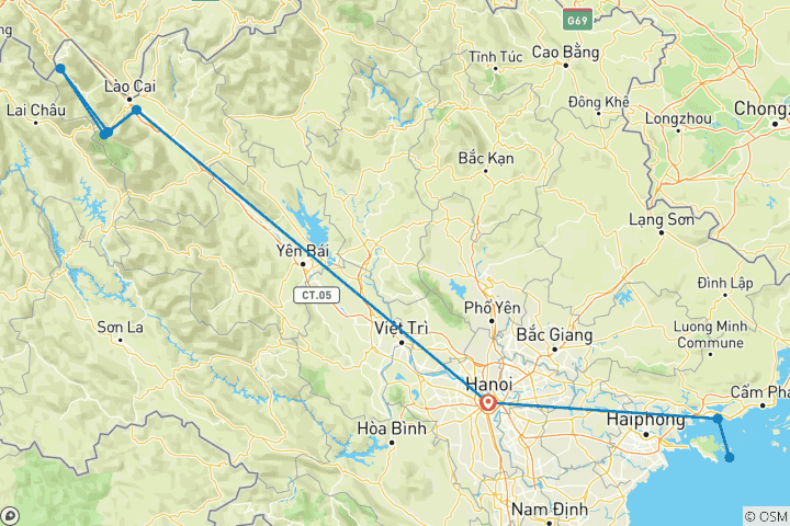 Mapa de Crucero personalizado de 6 días por la Bahía de Halong y Sapa, con guía privado