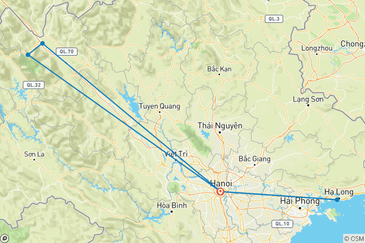 Carte du circuit Croisière personnalisée dans la baie d'Halong et Trek à Sapa avec départ quotidien