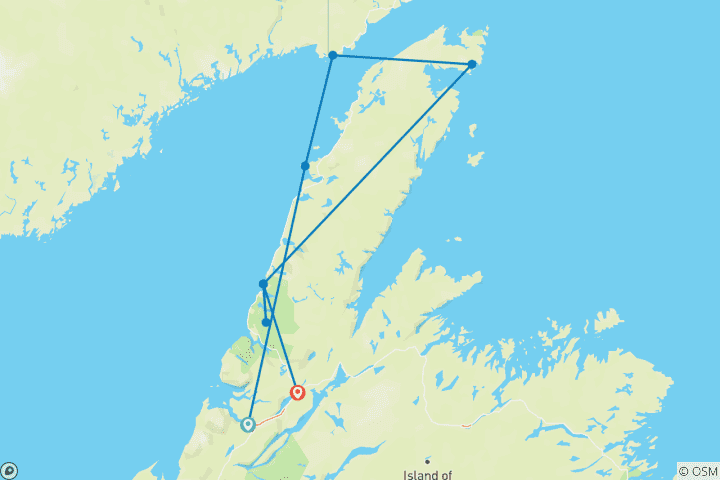 Map of Newfoundland & Labrador's Viking Trail from Corner Brook