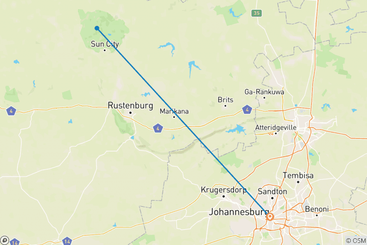 Map of 3 Day | Pilanesberg Big 5 Reserve and Sun City