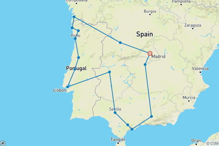 Carte du circuit Espagne et Portugal