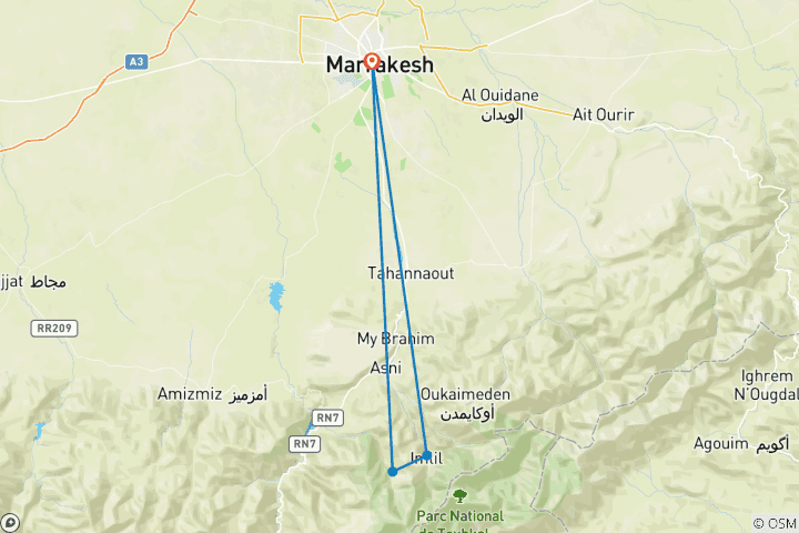 Map of Trekking In Morocco: Atlas Trek - 2 Days