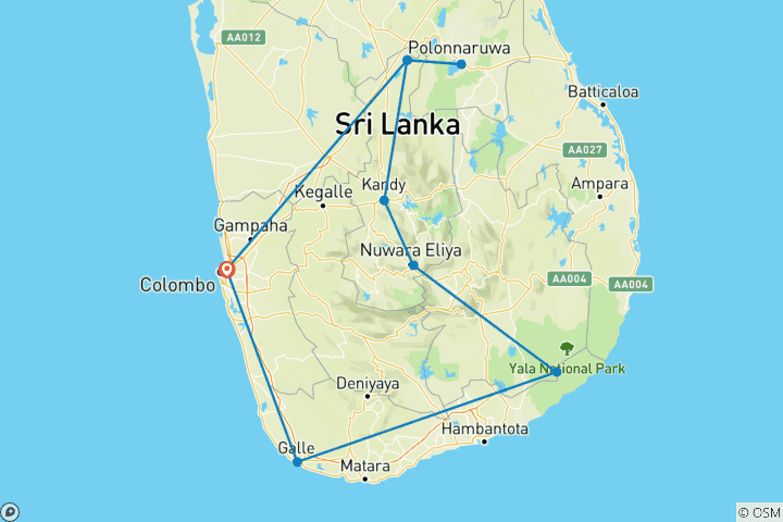 Mapa de Sri Lanka exprés