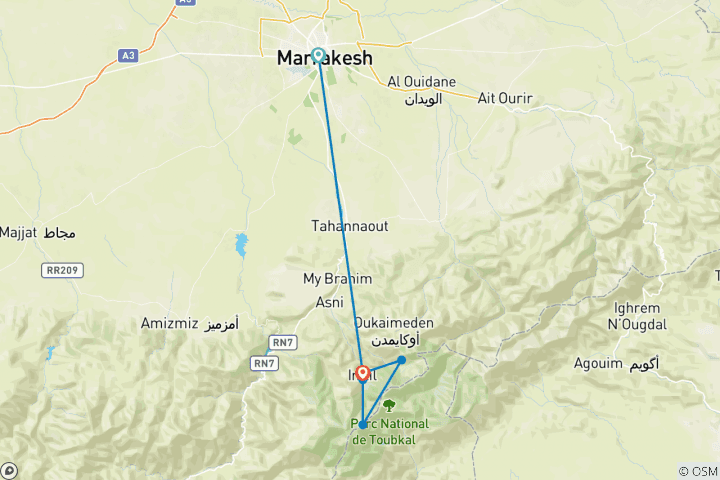 Carte du circuit Trekking au Maroc : Circuit du Toubkal - 6 jours