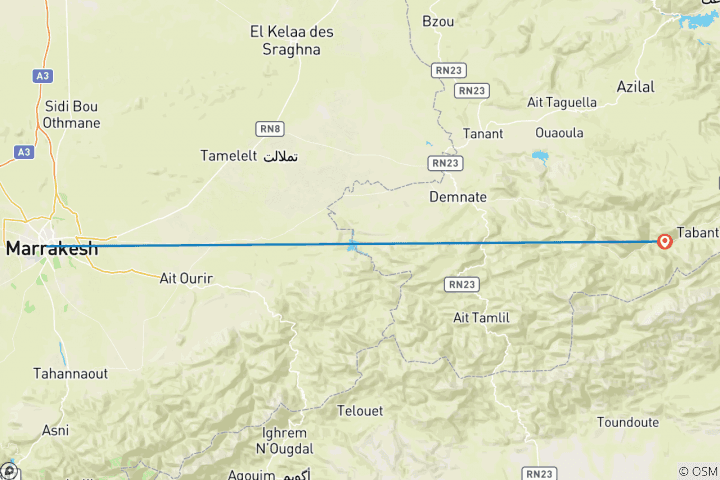 Map of Trekking in Morocco: M’Goun Trek - 6 Days