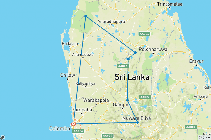 Carte du circuit Sri Lanka classique - classique, 10 jours