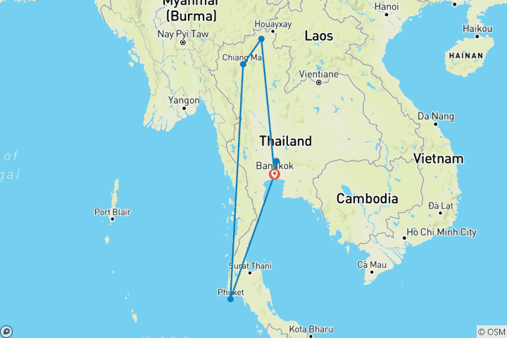 Map of Tailor-Made Best Family Thailand Tour with Phuket, Daily Depart