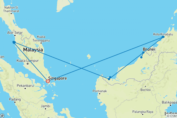 Carte du circuit Visite gastronomique en Malaisie et à Singapour. Des goûts fantastiques